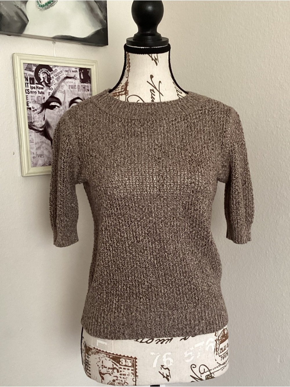 Pendleton Taupe Short-Sleeve Crew Sweater